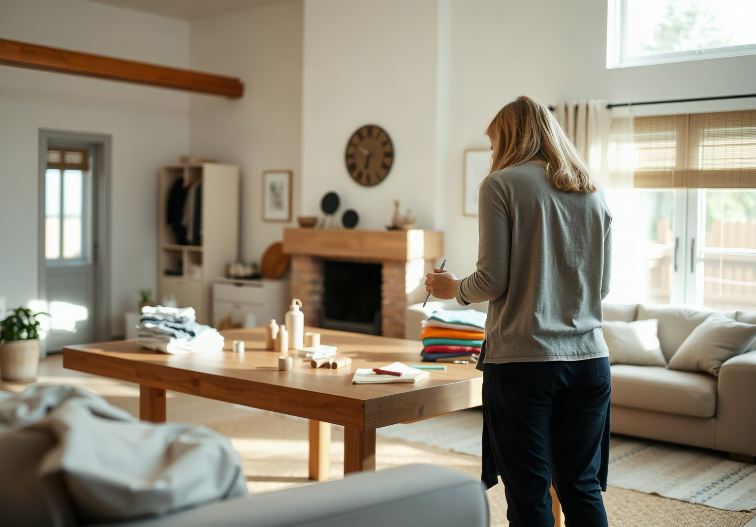 Particulier triant ses affaires avant une vente